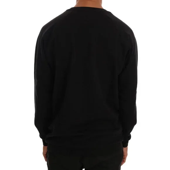 Daniele Alessandrini Elegant Black Cotton Crewneck Sweater